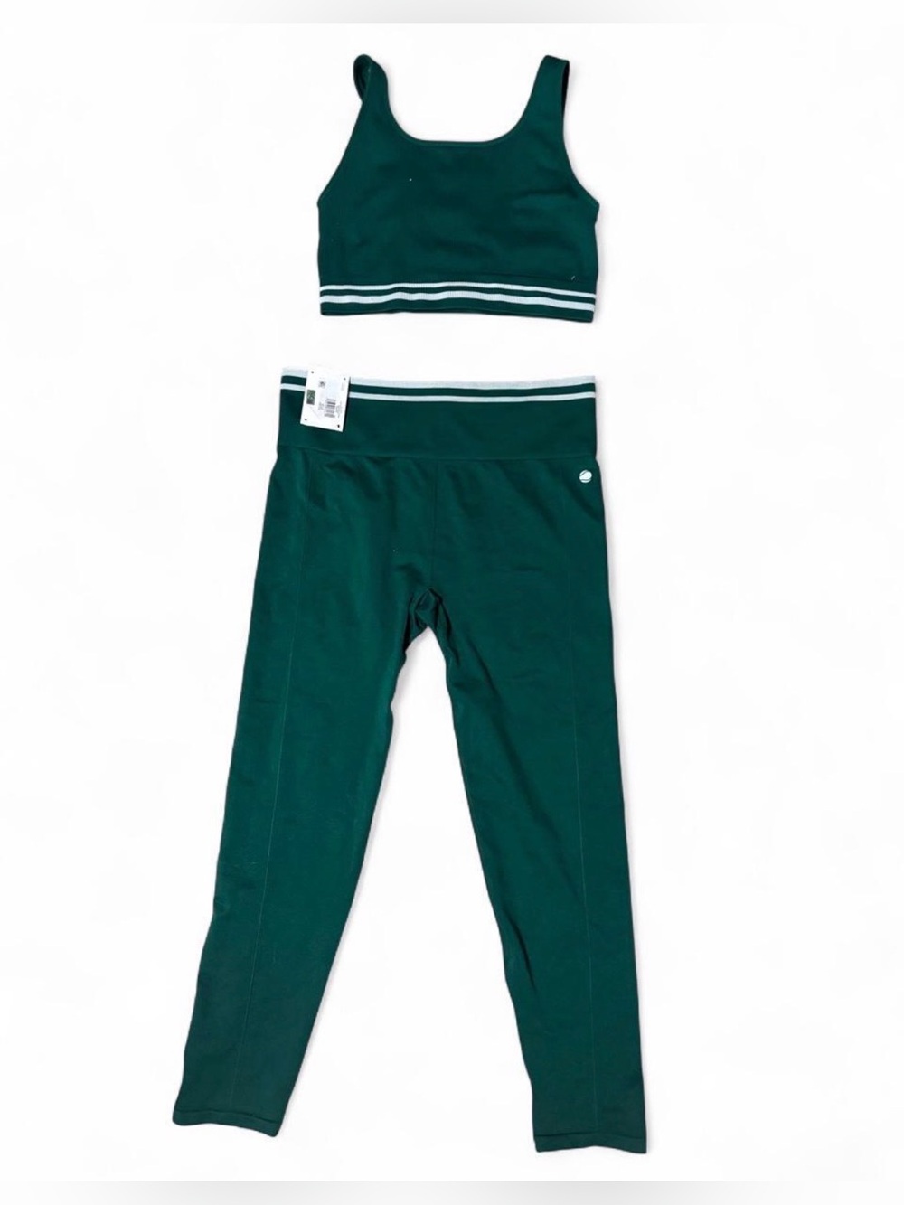 NWT PENN  green leggings and sports bra set with white stripes #activewear #matc